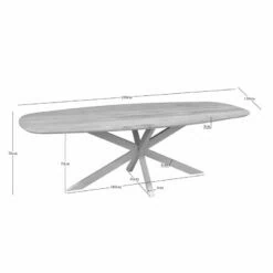 Ferry Eettafel Deens Ovaal Naturel Eiken met zand poot 240 cm