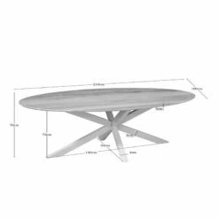 Ferry Eettafel Ovaal Naturel Eiken met zand poot 210 cm