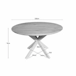 Ferry Eettafel Rond Naturel Eiken met zand poot 150 cm