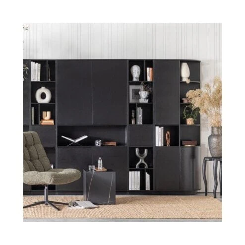 Finca Tv meubel rond links grenen zwart 78cm