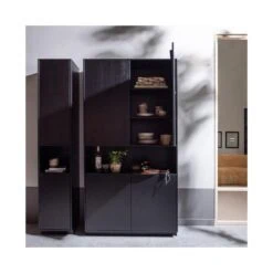 Finca Wandkast smal grenen zwart 40cm