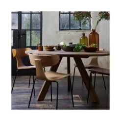 Form Eetkamerstoel hout met metalen poot naturel