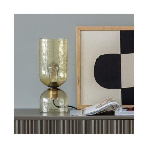 Gigi 1-lichts Tafellamp gehamerd glas naturel 38cm