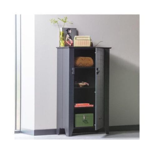 Gijs Wandkast bezaagd grenen zwart 85cm