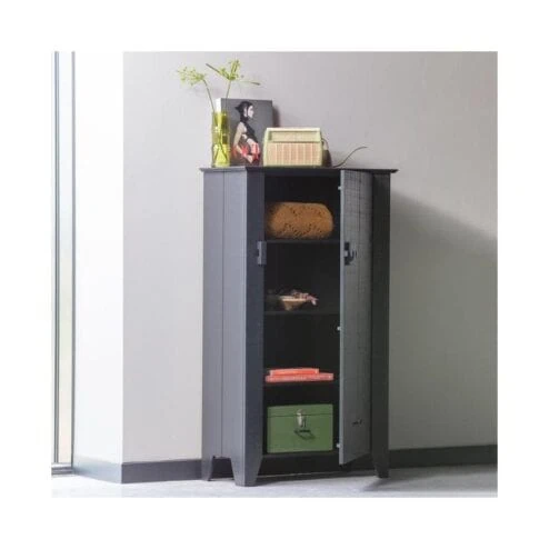 Gijs Wandkast bezaagd grenen zwart 85cm