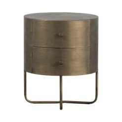 Glossy Rond kastje metaal antique brass 39cm