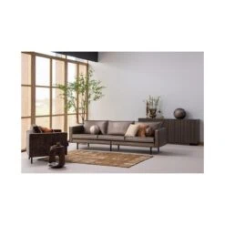 Ian Handgeweven vloerkleed wol/katoen bruin 170x240cm