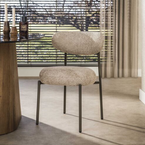 Jaimy Eetkamerstoel Boucle zand-bruin