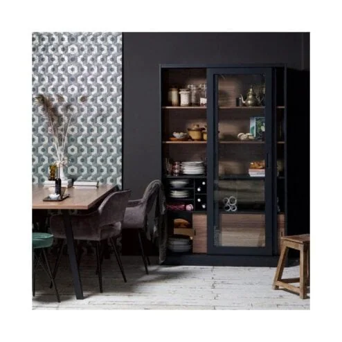 James Vitrinekast zwart/walnoot 125cm