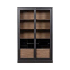 James Vitrinekast zwart/walnoot 125cm