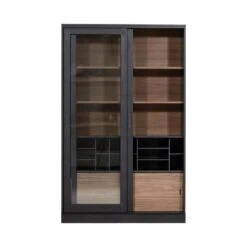 James Vitrinekast zwart/walnoot 125cm