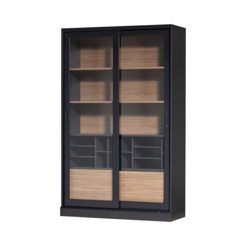 James Vitrinekast zwart/walnoot 125cm