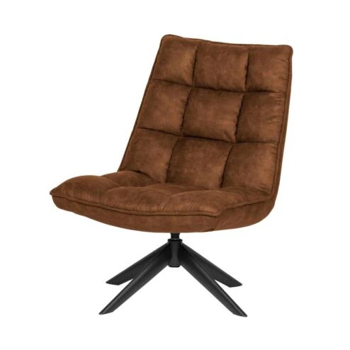 Jouke Draaifauteuil leerlook cognac