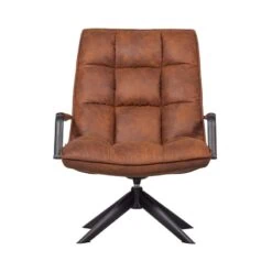 Jouke Draaifauteuil met armleuning leerlook cognac