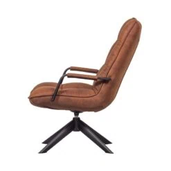 Jouke Draaifauteuil met armleuning leerlook cognac