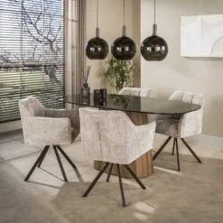 Kelly Eetkamerstoel Hoven zand-bruin