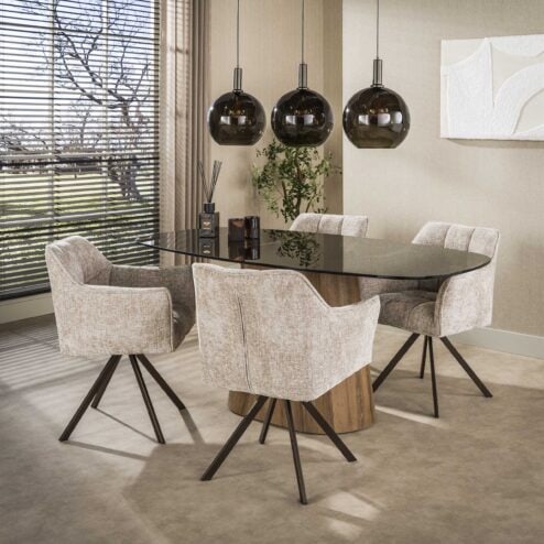 Kelly Eetkamerstoel Hoven zand-bruin