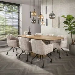 Kelly Eetkamerstoel met wieltjes Hoven zand-bruin