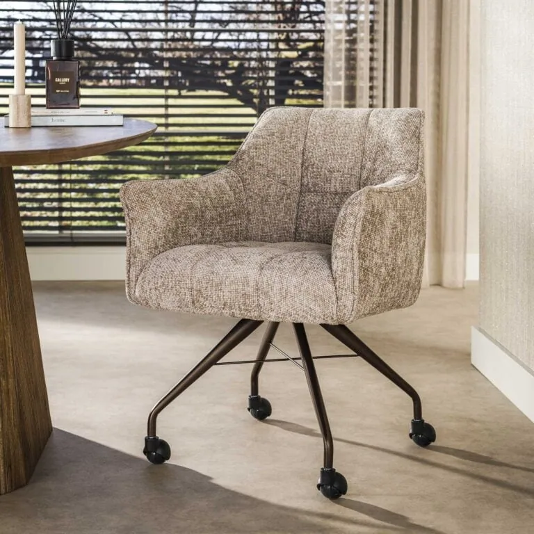 Kelly Eetkamerstoel met wieltjes Hoven zand-bruin