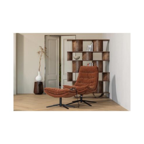 Kube Draaifauteuil met hocker bruin
