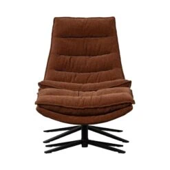 Kube Draaifauteuil met hocker bruin