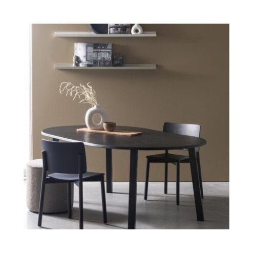 Lange Jan Uitschuifbare eettafel rond eiken blacknight 120/160/200cm