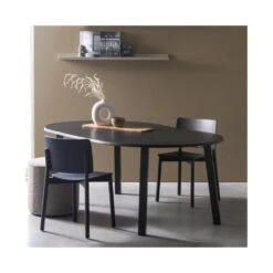 Lange Jan Uitschuifbare eettafel rond eiken blacknight 120/160/200cm