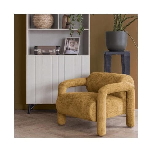 Lenny Fauteuil grove textuur goud/geel