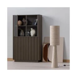 Loft 2-lichts Vloerlamp metaal/bouclé naturel met strepen