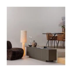 Loft 2-lichts Vloerlamp metaal/bouclé naturel met strepen