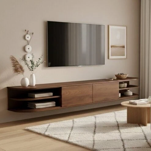 Luca zwevend Tv meubel Walnoot 220 cm