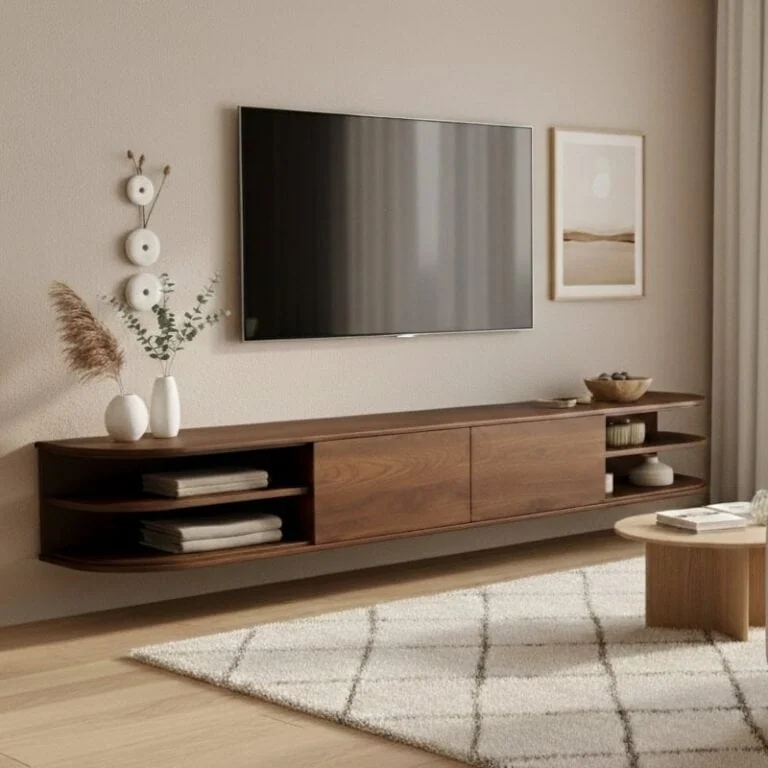 Luca zwevend Tv meubel Walnoot 220 cm