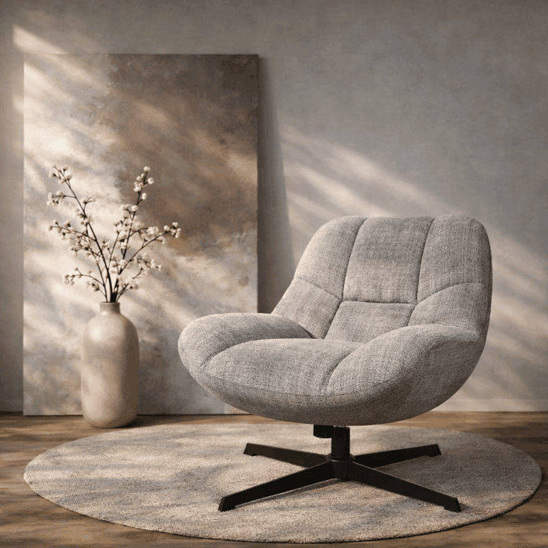 Miranda draai fauteuil + schommelfunctie bruin grijs