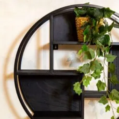 Orianna wandrek industrieel mangohout rond zwart 70cm (2)