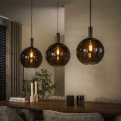 Tessio 3-lichts Hanglamp Bruin glas