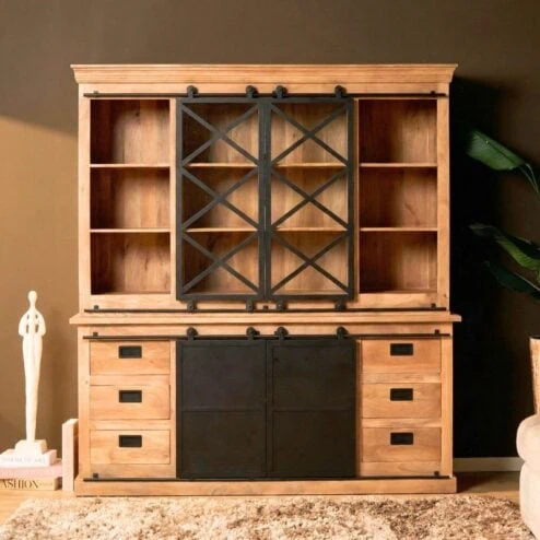 Vitrinekast Trenso Mangohout XXL 200 cm