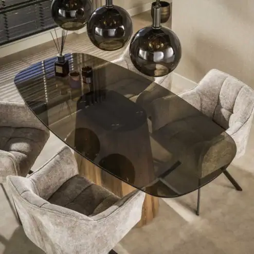 Alternative view of Dominick Eettafel Deens ovaal Brons glas 180cm