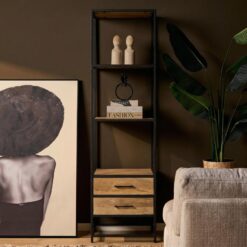 Alaska Boekenkast Met lades Mangohout 55cm