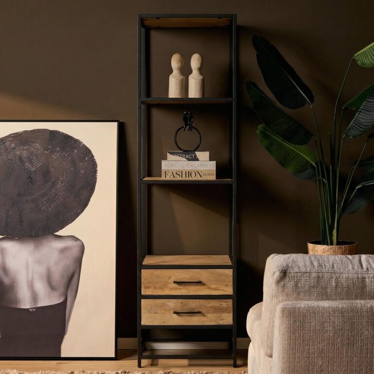 Alaska Boekenkast Met lades Mangohout 55cm