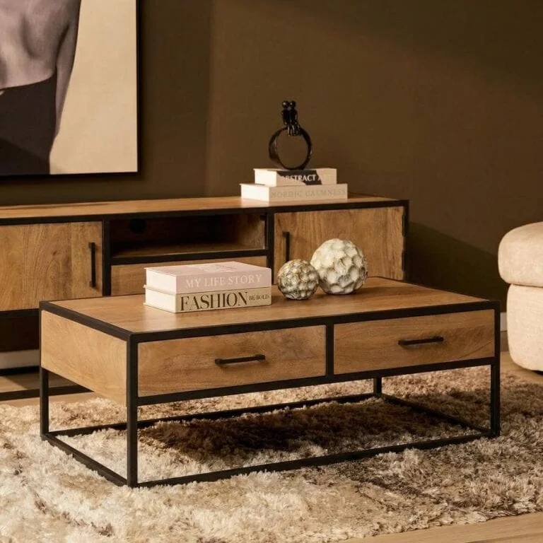 Alaska Salontafel Rechthoekig Met lades Mangohout 130cm