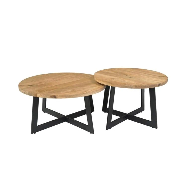 Alaska Salontafel x-poot Set van 2 Mangohout