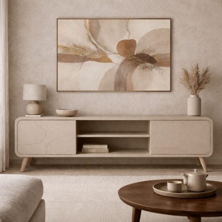 Alviana Tv meubel Beige mangohout 180cm