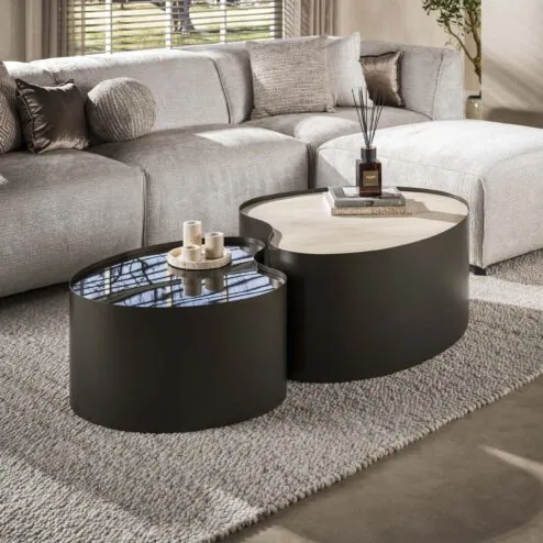 Arianna Salontafel Set van 2 Organisch keramiek glas 102cm