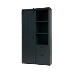 Barn Wandkast Bezaagd Mat Zwart 122cm