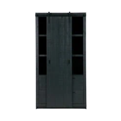 Barn Wandkast Bezaagd Mat Zwart 122cm