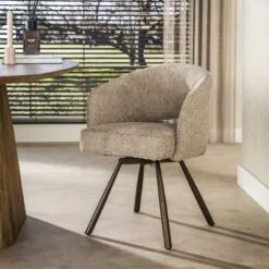 Boca Armstoel Draaibaar Bouclé Zand-bruin