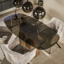 Dominick Eettafel Deens ovaal Brons glas 215cm