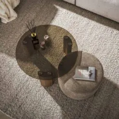 Dominick Salontafel met Pouf Brons glas