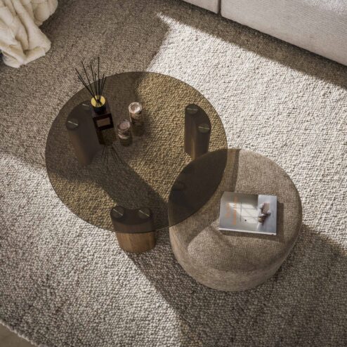 Dominick Salontafel met Pouf Brons glas