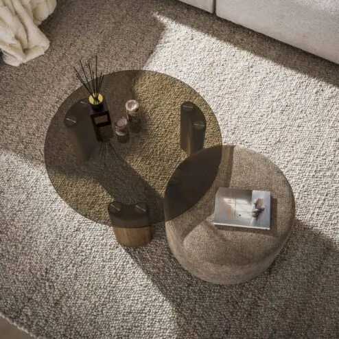 Dominick Salontafel met Pouf Brons glas
